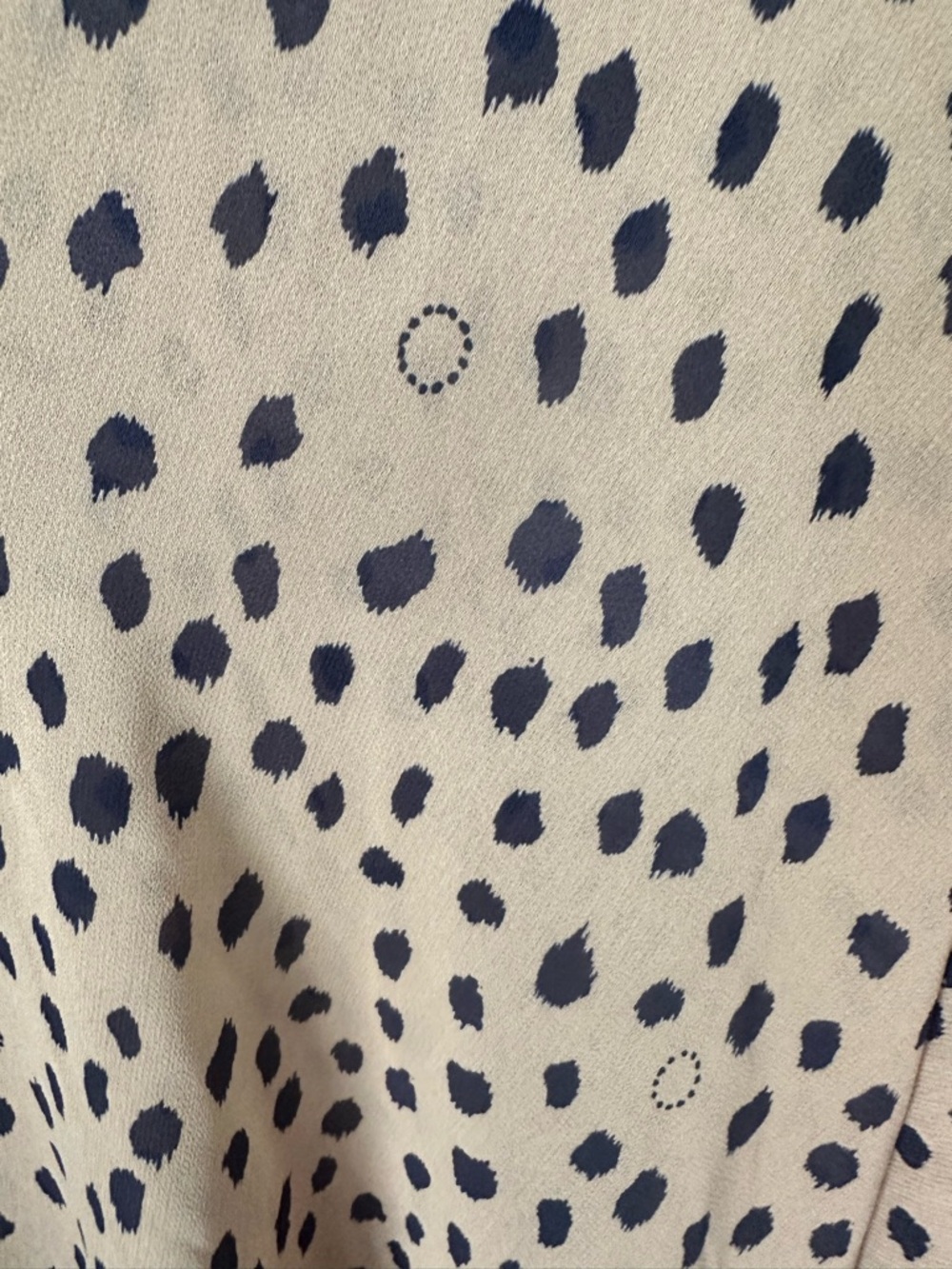 By Together Taupe Black Semi Sheer Spot Print Blouse Size Large V-Neck Boho Top - Picture 6 of 10